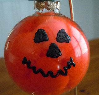 glass ball pumpkin ornament